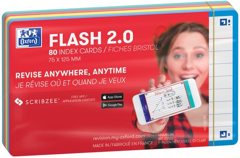 Flashcard Oxford 2.0 75x125mm 80 vel 250gr lijn assorti-2
