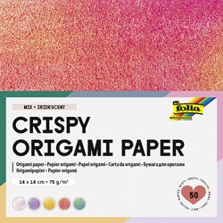 Vouwblaadjes Folia 75gr 14x14cm 50 vel 2-zijdig iriserend embossing assorti kleuren