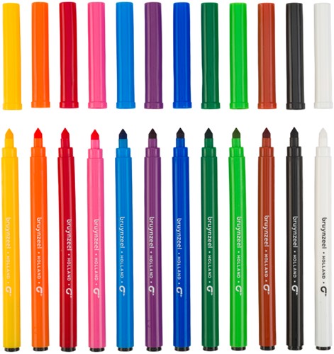Viltstift Bruynzeel Super Point met witte wisstift set à 12 kleuren-3