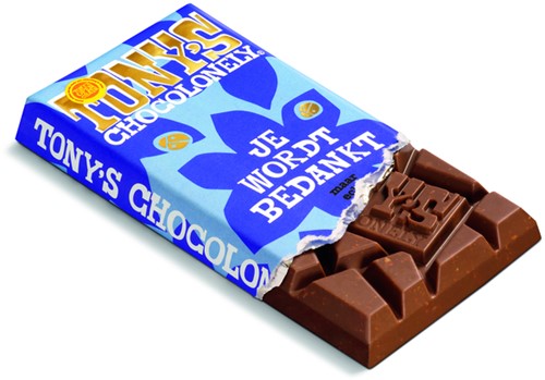 Chocolade Tony's Chocolonely je wordt bedankt reep melk karamel biscuit 180gr-2