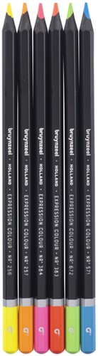 Kleurpotloden Bruynzeel Expression assorti neon blik à 6 stuks-2