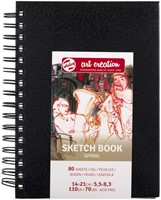 Schetsboek Talens Art Creation 80 witte vellen 110gr 140x210mm spiraal zwart