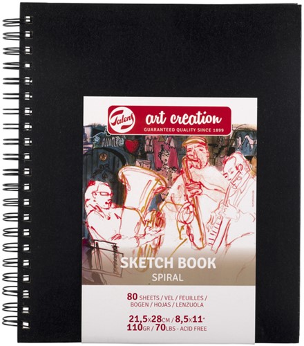 Schetsboek Talens Art Creation 80 witte vellen 110gr 210x280mm spiraal zwart