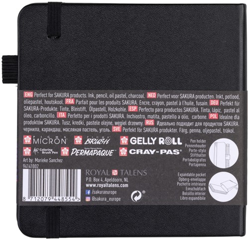 Schetsboek Sakura 80 zwarte vellen 140gr 120x120mm zwart-2