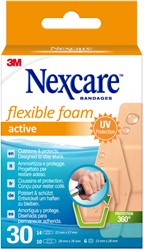 Wondpleister Nexcare active flexible foam waterbestendig 30 stuks assorti