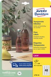 Etiket Avery L7781-25 45.7x25.4mm transparant 1000 stuks