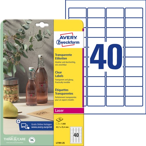 Etiket Avery L7781-25 45.7x25.4mm transparant 1000 stuks-2