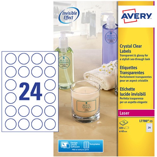 Etiket Avery L7780-25 rond 40mm transparant 600 stuks-2