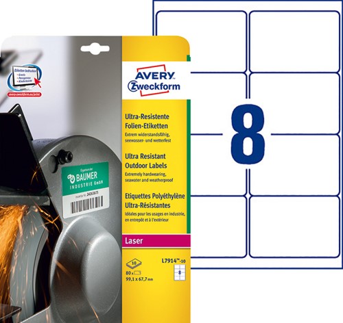 Etiket Avery L7914-10 99.1x67.7mm polyethyleen wit 80 stuks-3
