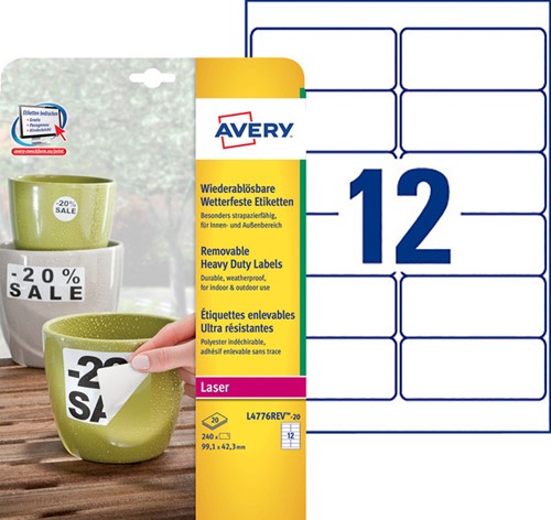 Etiket Avery L4776REV-20 99.1x42.3mm wit 240 etiketten-2