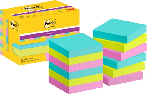 Memoblok 3M Post-it 622 Super Sticky 47,6x47,6mm Cosmic p/12 blok ass