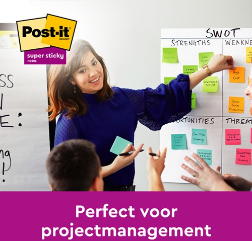 Memoblok Post-it 654 Super Sticky 76x76mm 90 vel rainbow 12 stuks-2