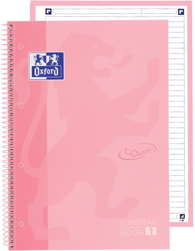 Notitieboek Oxford Touch Europeanbook A4+ 4-gaats lijn 160 pagina's pastel roze-3