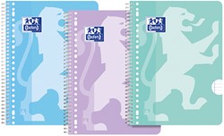 Collegeblok Oxford School A4+ lijn 23-gaats 160 pagina's 80gr pastel assorti 3 stuks