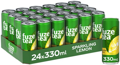 Frisdrank Fuze Tea Black Tea sparkling lemon blik 330ml