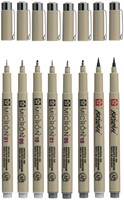 Fineliner Sakura Pigma Micron 6 schrijfbreedtes - 2 brushpen koudgrijs-3