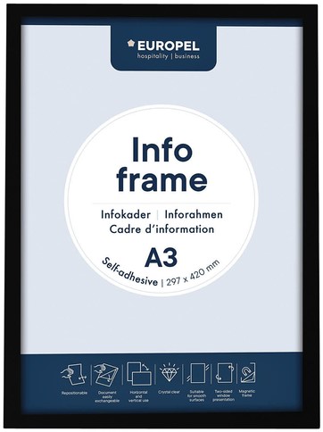 Infokader Europel zelfklevend A3 zwart