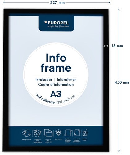 Infokader Europel zelfklevend A3 zwart-3
