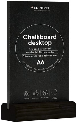Krijtbord Europel tafelmodel A6 staand zwart-2