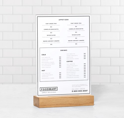 Kaarthouder Europel A5 acryl met houten voet-3