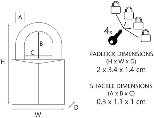Hangslot MasterLock 4 assorti alu 20mm 4 stuks-1