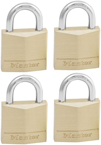 Hangslot MasterLock 4 gelijksluitend messing 30mm 4 stuks