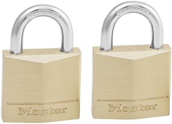 Hangslot MasterLock 2 gelijksluitend messing 30mm 2 stuks