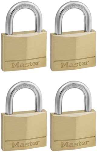 Hangslot MasterLock 4 gelijksluitend messing 50mm 4 stuks