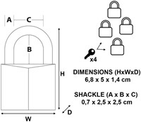 Hangslot MasterLock 4 gelijksluitend messing 50mm 4 stuks-2