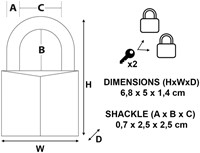 Hangslot MasterLock 2 gelijksluitend messing 50mm 2 stuks-3