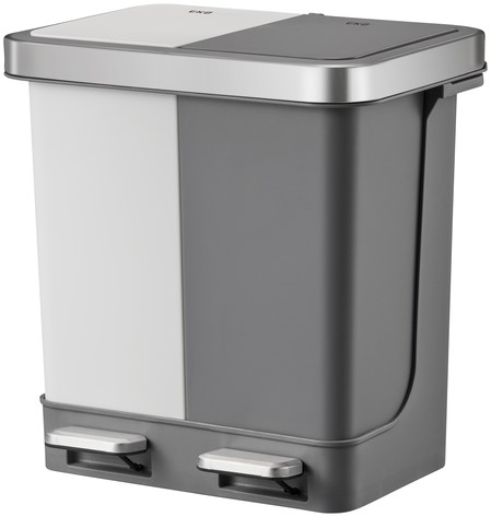 Pedaalemmer EKO Hana Duo Recycling 2x10 liter grijs wit