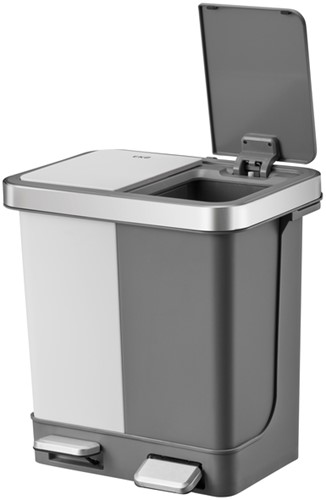 Pedaalemmer EKO Hana Duo Recycling 2x10 liter grijs wit-3