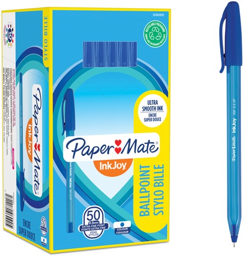 Balpen Paper Mate Inkjoy 100 ultrafijn blauw-2