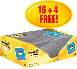 Memoblok 3M Post-it 655 76x127mm geel 16 + 4 gratis