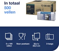 Reinigingsdoek Tork W4 Premium Industrial Heavy-Duty gevouwen 3-laags 5x100 vel blauw 130082-2
