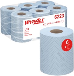 Poetspapier WypAll L10 1-laags 430 vel blauw 6223