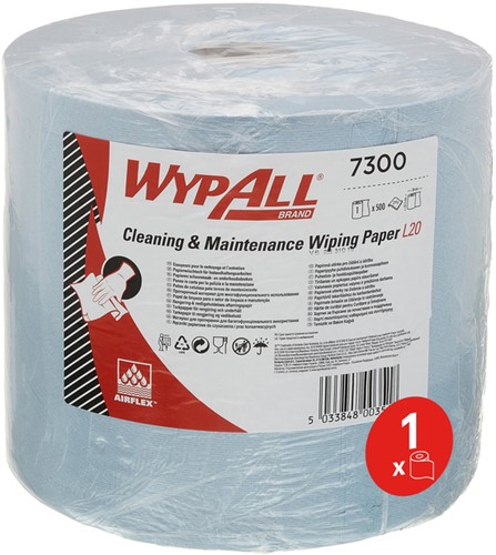 Poetspapier WypAll L20 2-laags 500 vel blauw 7300