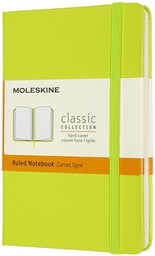 Notitieboek Moleskine pocket 90x140mm lijn hard cover lemon green