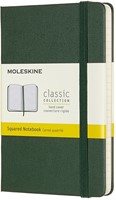 Notitieboek Moleskine pocket 90x140mm ruit 5x5mm hard cover myrtle green