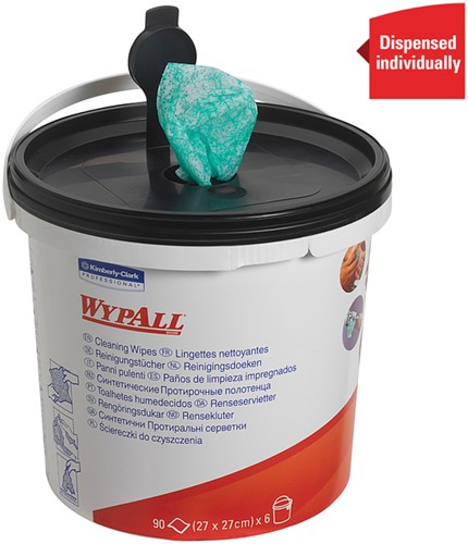 Reinigingsdoek WypAll emmer 1-laags 6x90 vel groen 7775-1