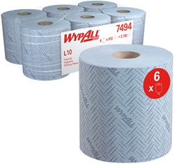 Poetspapier WypAll L10 1-laags 630 vel blauw 7494