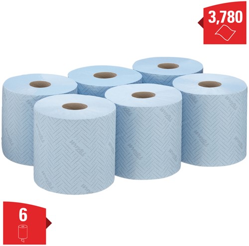 Poetspapier WypAll L10 1-laags 630 vel blauw 7494-2