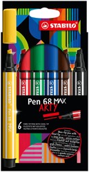 Viltstift STABILO Pen 68 Max Arty assorti etui à 6 stuks