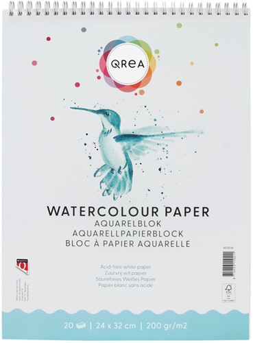 Aquarelblok Qrea 24x32 20 vel 200gr spiraal
