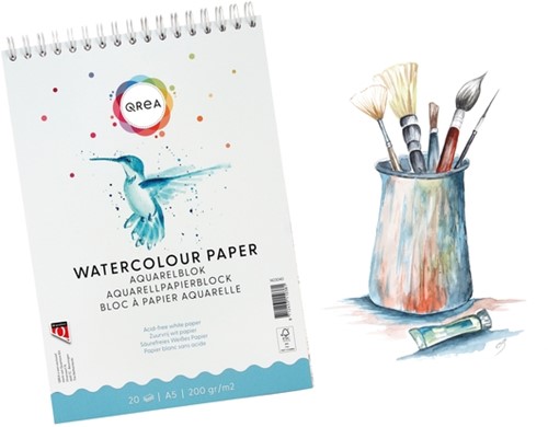 Aquarelblok Qrea A5 20 vel 200gr spiraal-1