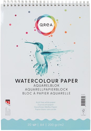 Aquarelblok Qrea A4 20 vel 200gr spiraal
