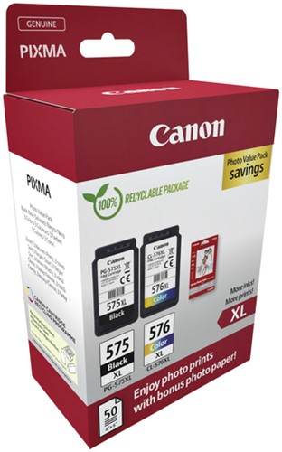 Inktcartridge Canon PG-575XL CL-576XL zw+kl+papier-2