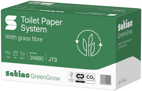 Toiletpapier Satino JT3 GreenGrow systeemrol 2-laags 24x100m wit 314680-3