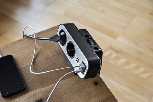 Stekkerdoos Brennenstuhl bureau Estilo 10vdig incl 1 USB C, 1 USB A, 2m zi/zw-1