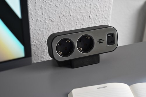 Stekkerdoos Brennenstuhl bureau Estilo 10vdig incl 1 USB C, 1 USB A, 2m zi/zw-3